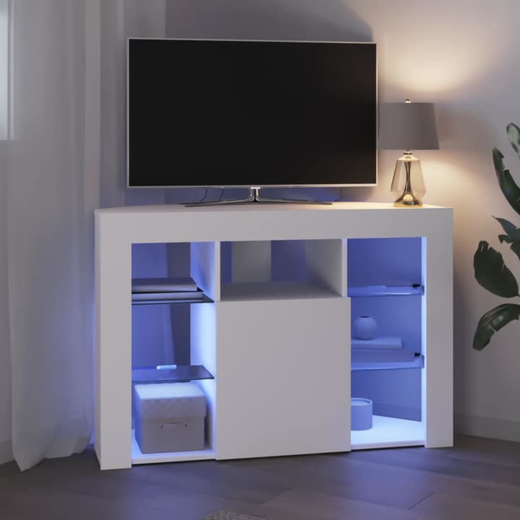 Corner LED TV Cabinet 100x40x68cm Engineered Wood White 68 cm