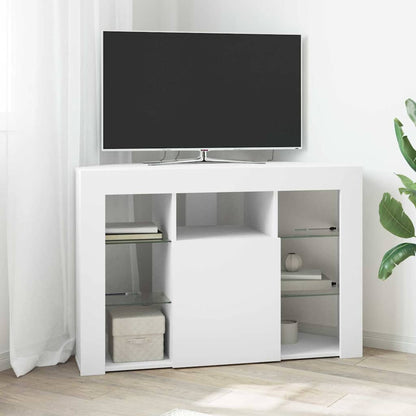 Corner LED TV Cabinet 100x40x68cm Engineered Wood White 68 cm