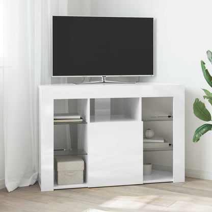 Corner LED TV Cabinet 100x40x68cm Engineered Wood High gloss white 68 cm