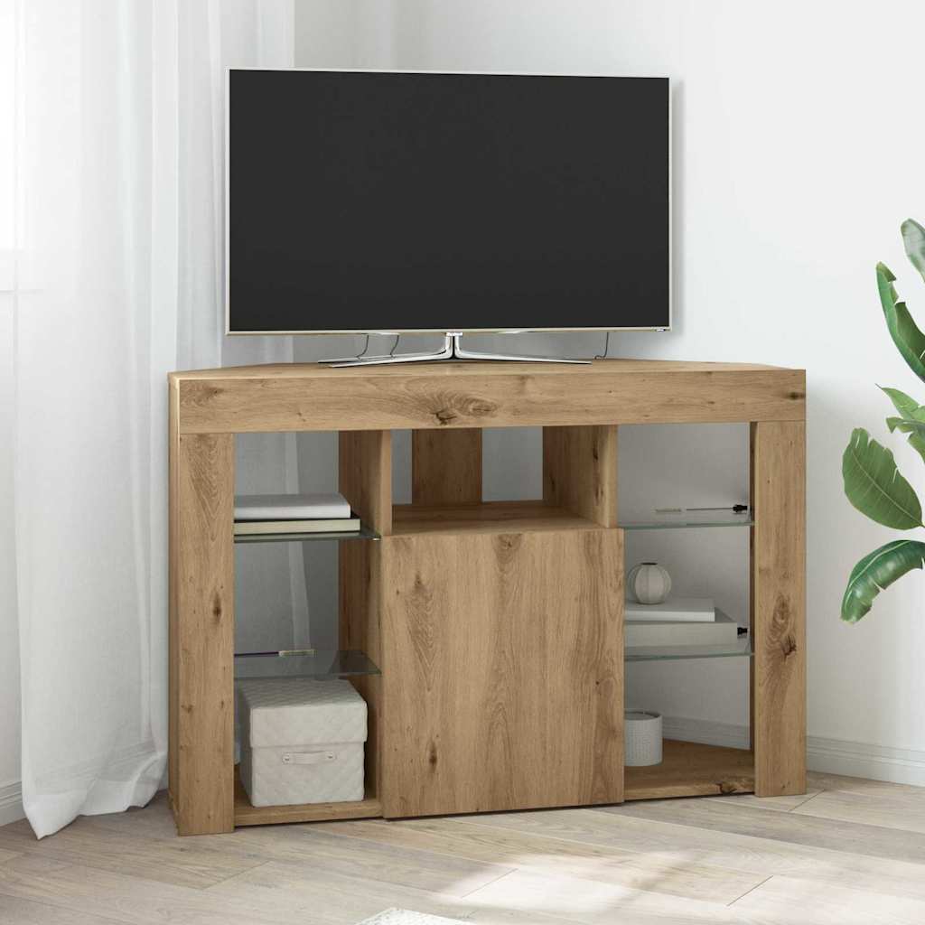 Corner LED TV Cabinet 100x40x68cm Engineered Wood Artisan oak 68 cm