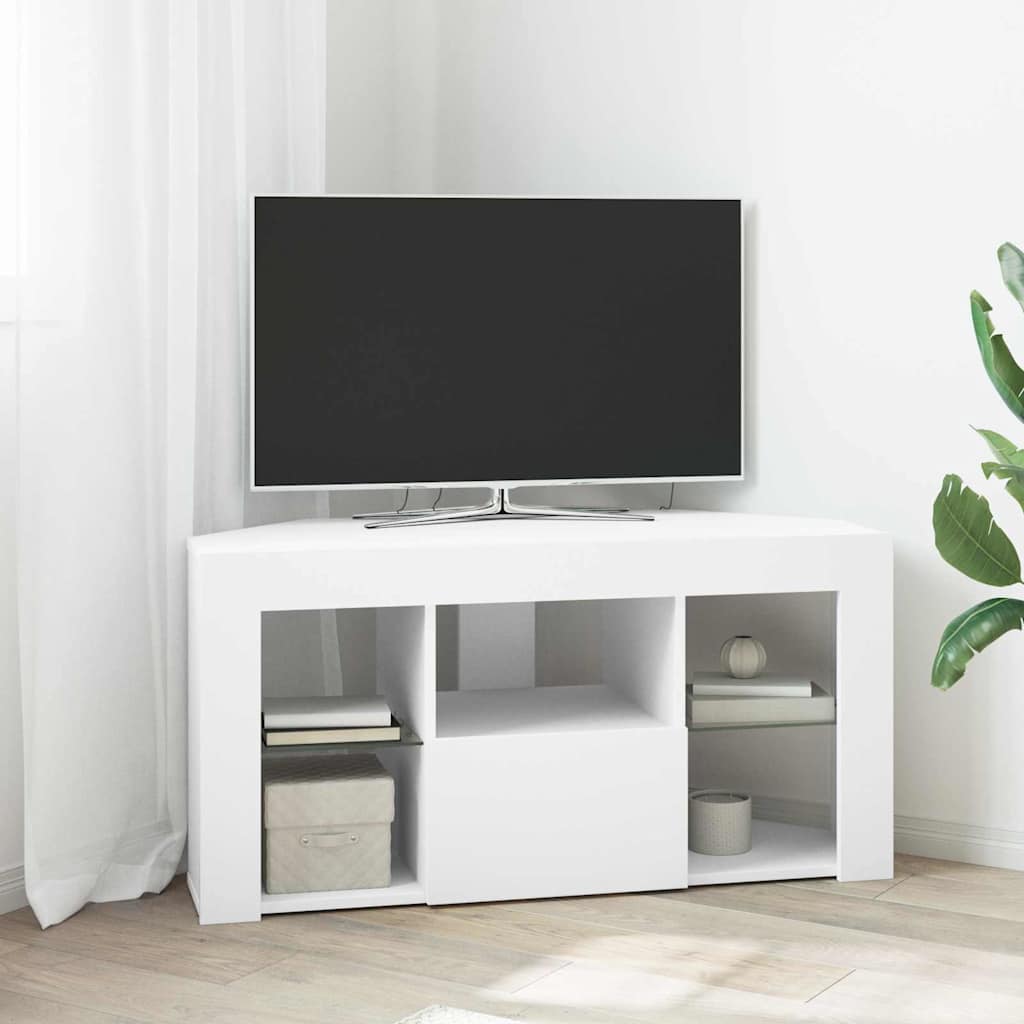 Corner LED TV Cabinet 100x40x68cm Engineered Wood White 50 cm