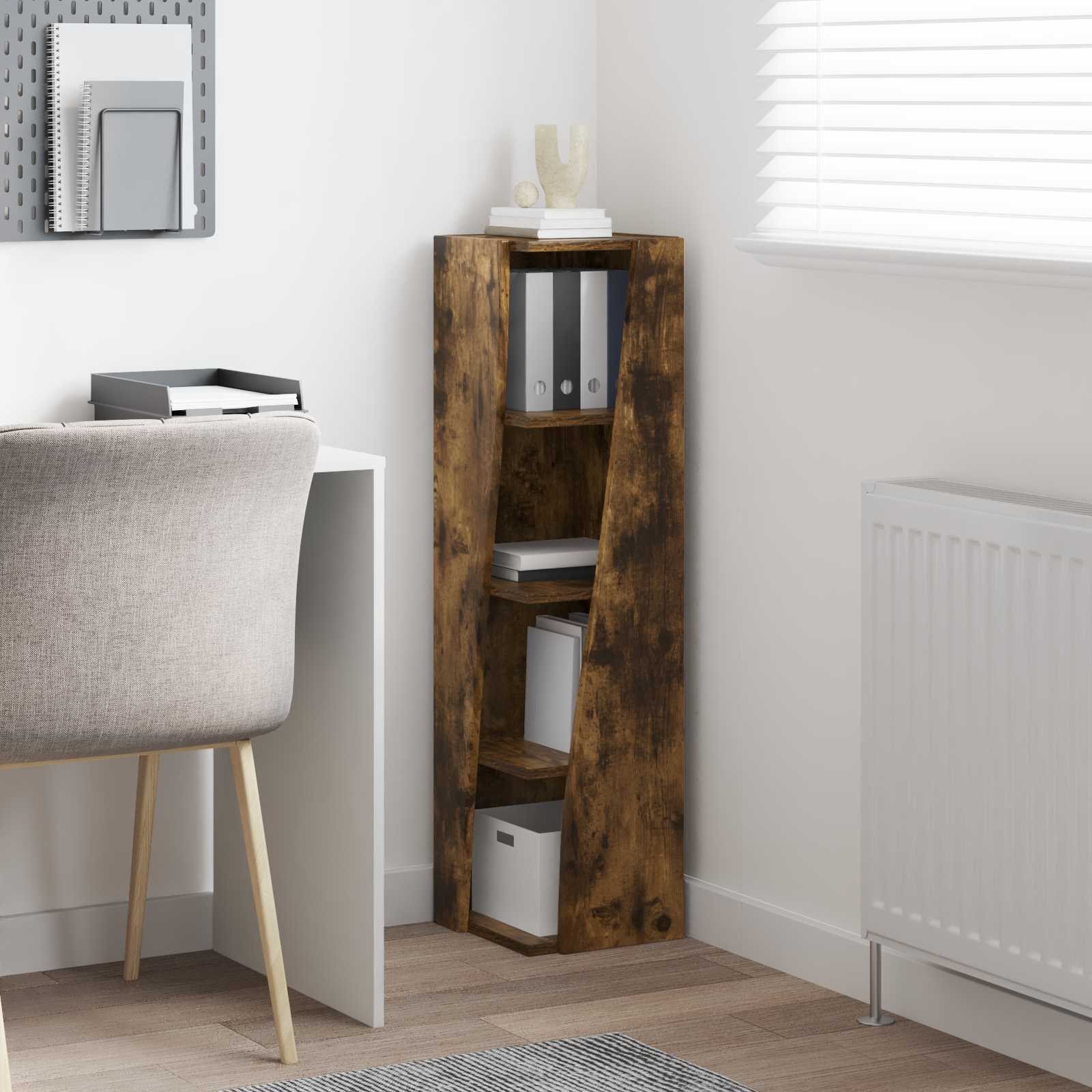vidaXL Corner Cabinet 27.5x27x102cm Engineered Wood Smoked Oak 4