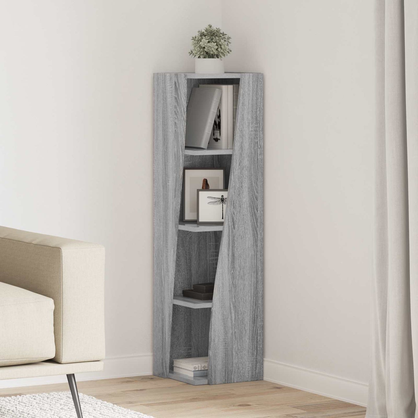 vidaXL Corner Cabinet 27.5x27x102cm Engineered Wood Grey Sonoma 1