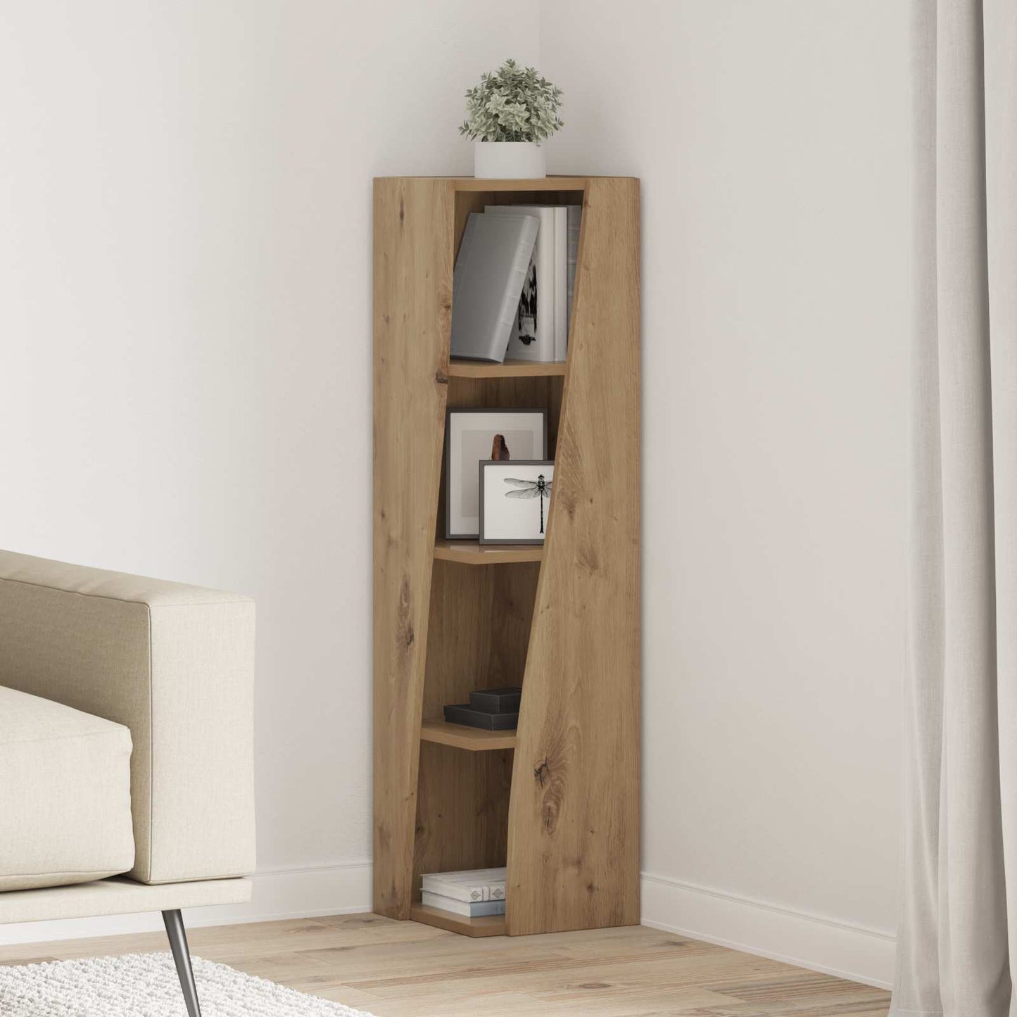 vidaXL Corner Cabinet 27.5x27x102cm Engineered Wood Artisan Oak 1