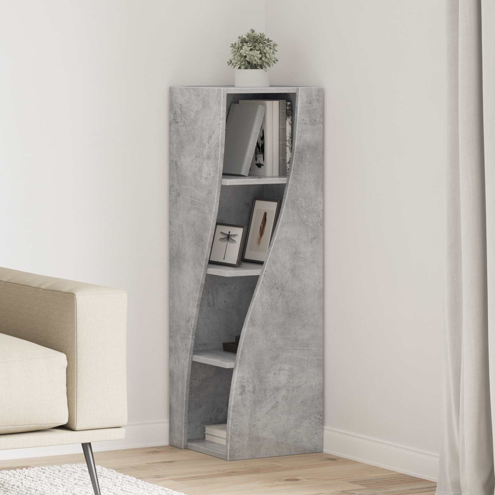 vidaXL Corner Cabinet 32x32x102cm Engineered Wood Concrete Grey 1