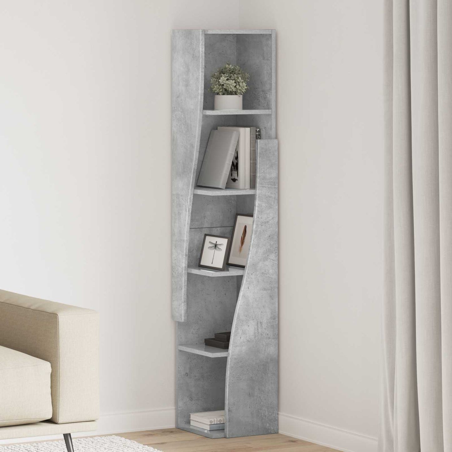 vidaXL Corner Cabinet 27.5x27x140cm Engineered Wood Concrete Grey 1