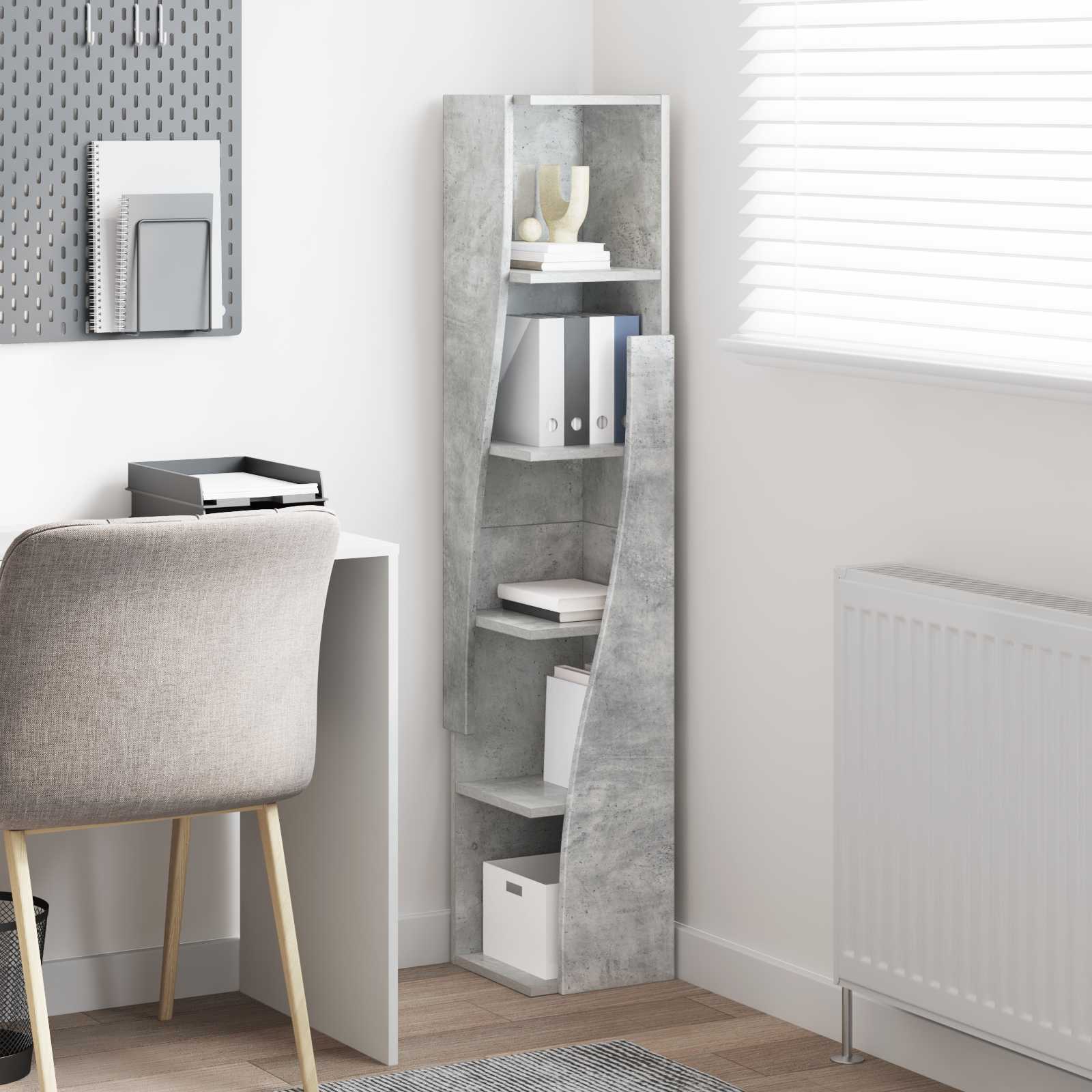 vidaXL Corner Cabinet 27.5x27x140cm Engineered Wood Concrete Grey 4