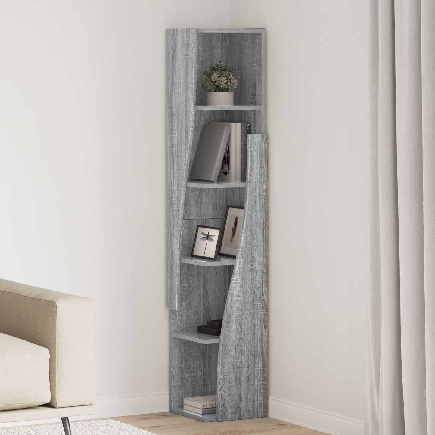 vidaXL Corner Cabinet 27.5x27x140cm Engineered Wood Grey Sonoma 1