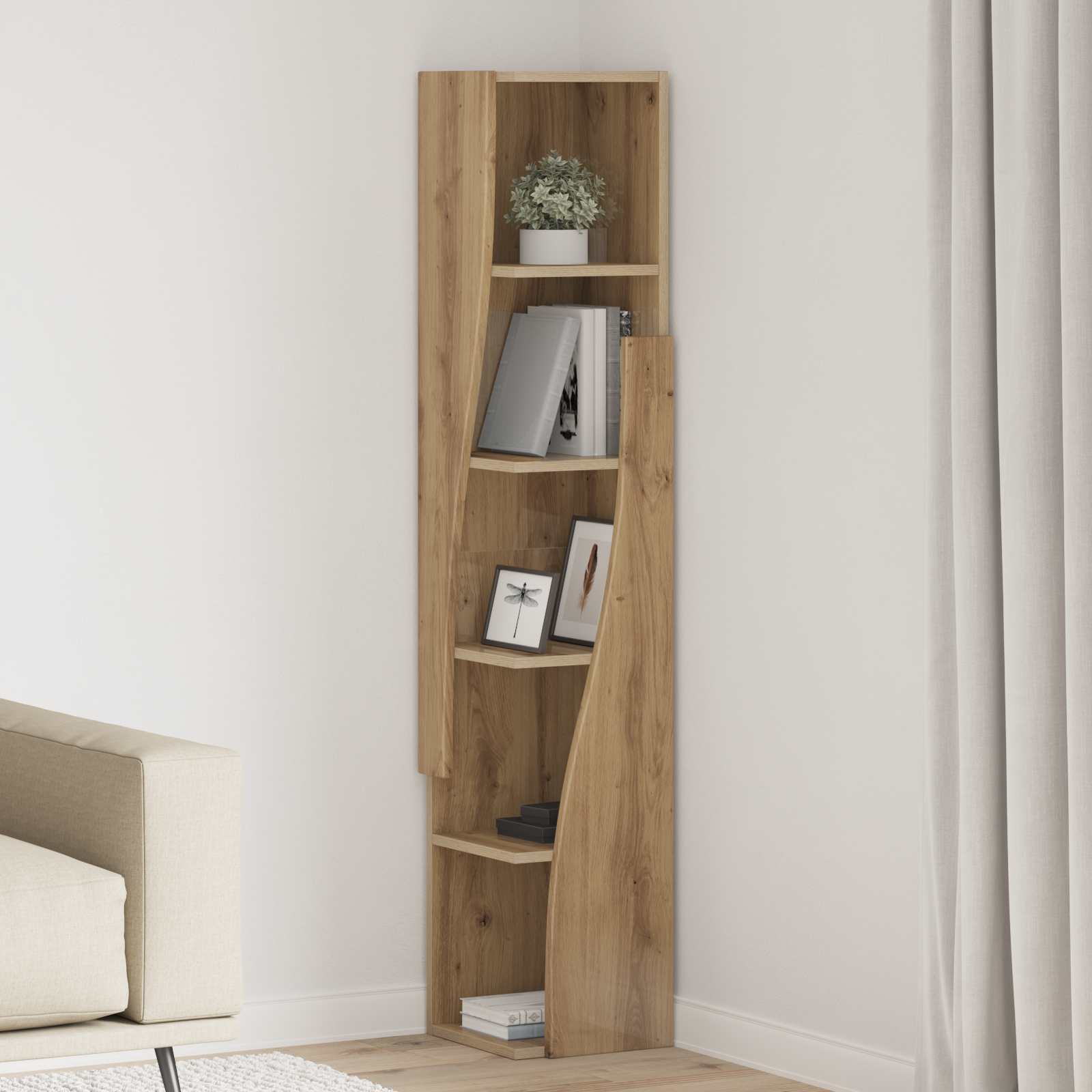 vidaXL Corner Cabinet 27.5x27x140cm Engineered Wood Artisan Oak 1