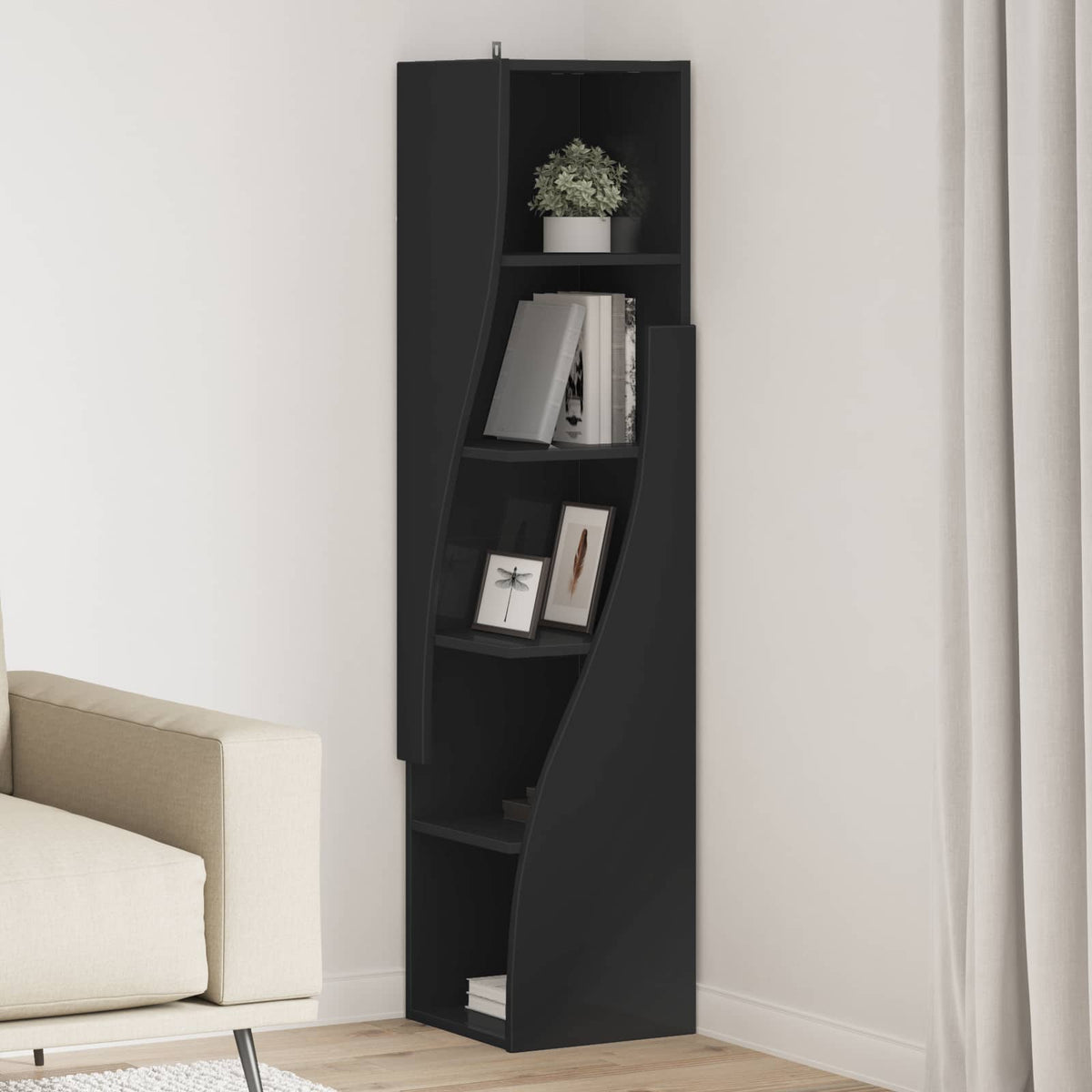 Corner Cabinet Engineered Wood Width 32 cm Black 140 cm
