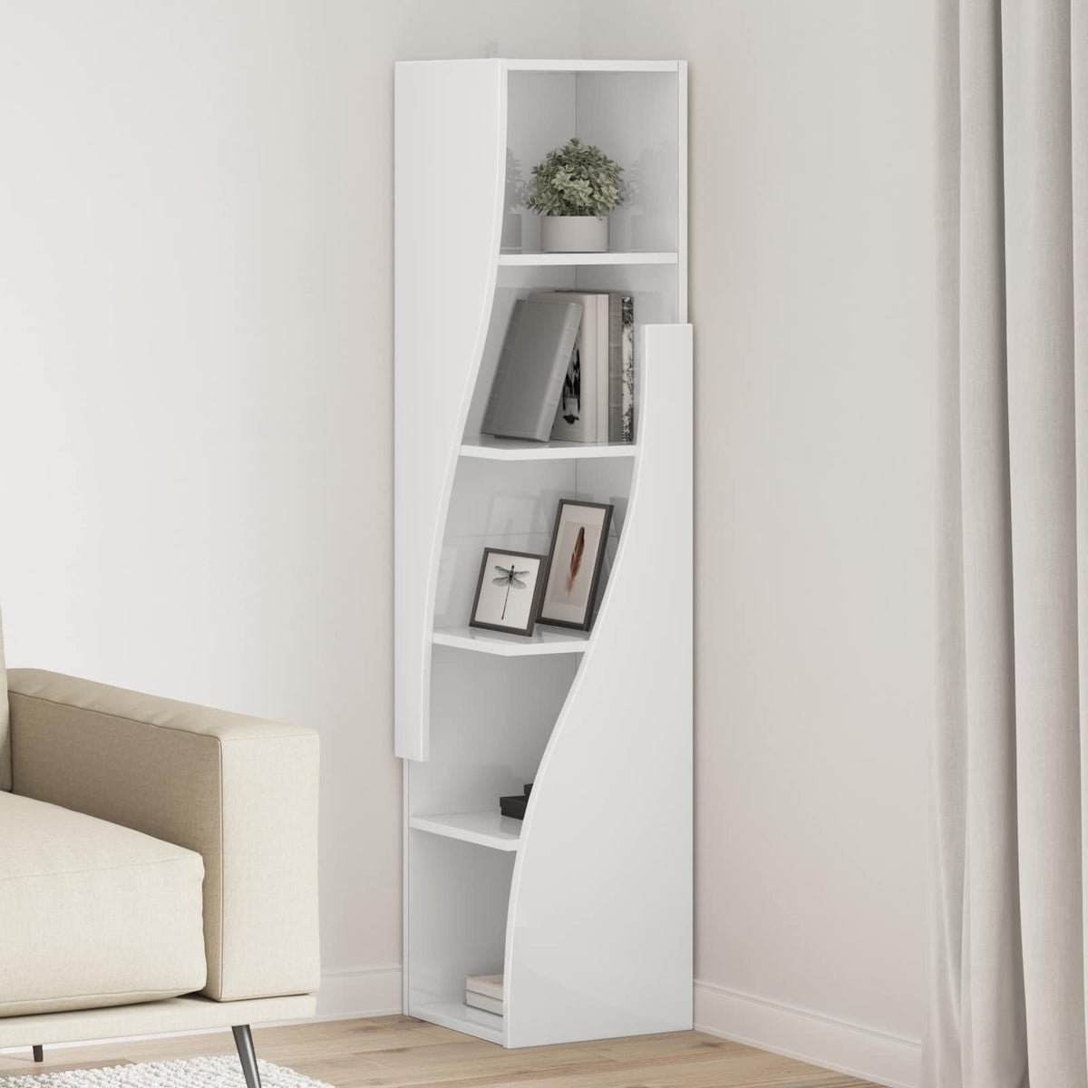 Corner Cabinet Engineered Wood Width 32 cm High gloss white 140 cm