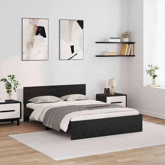 Bed Frame Headboard LED Black oak