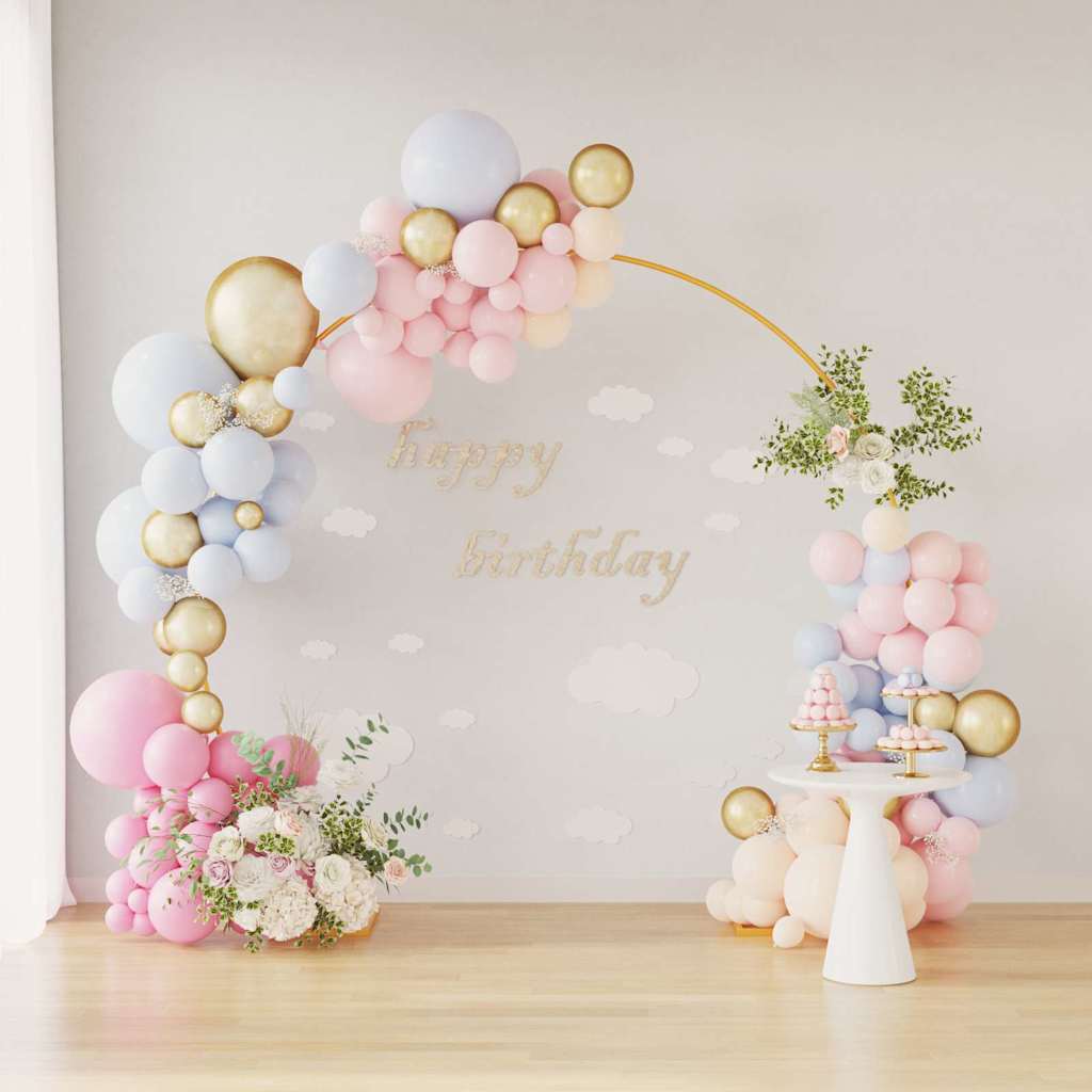 vidaXL Single Wedding Arch Gold 220 x 45 x 200 cm Steel 4