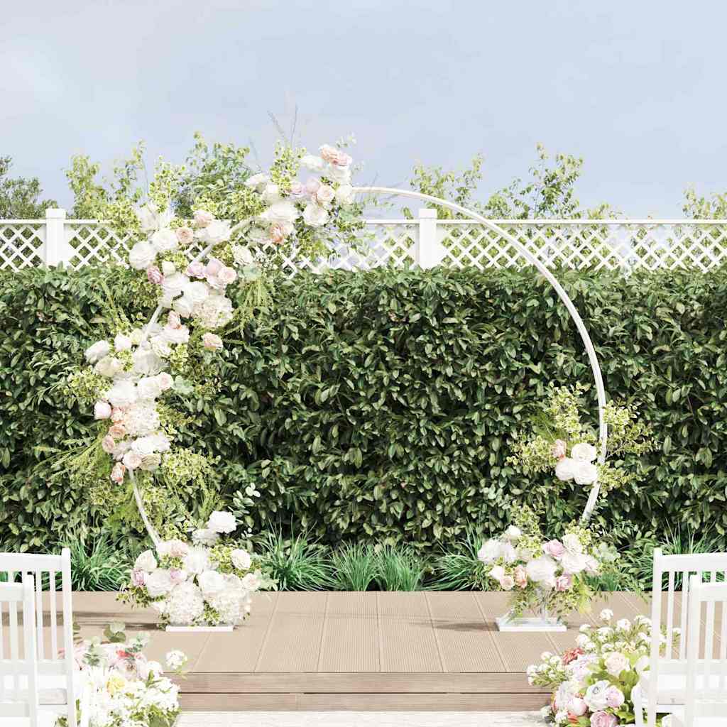 vidaXL Double Wedding Arch White 220 x 45 x 200 cm Steel 1