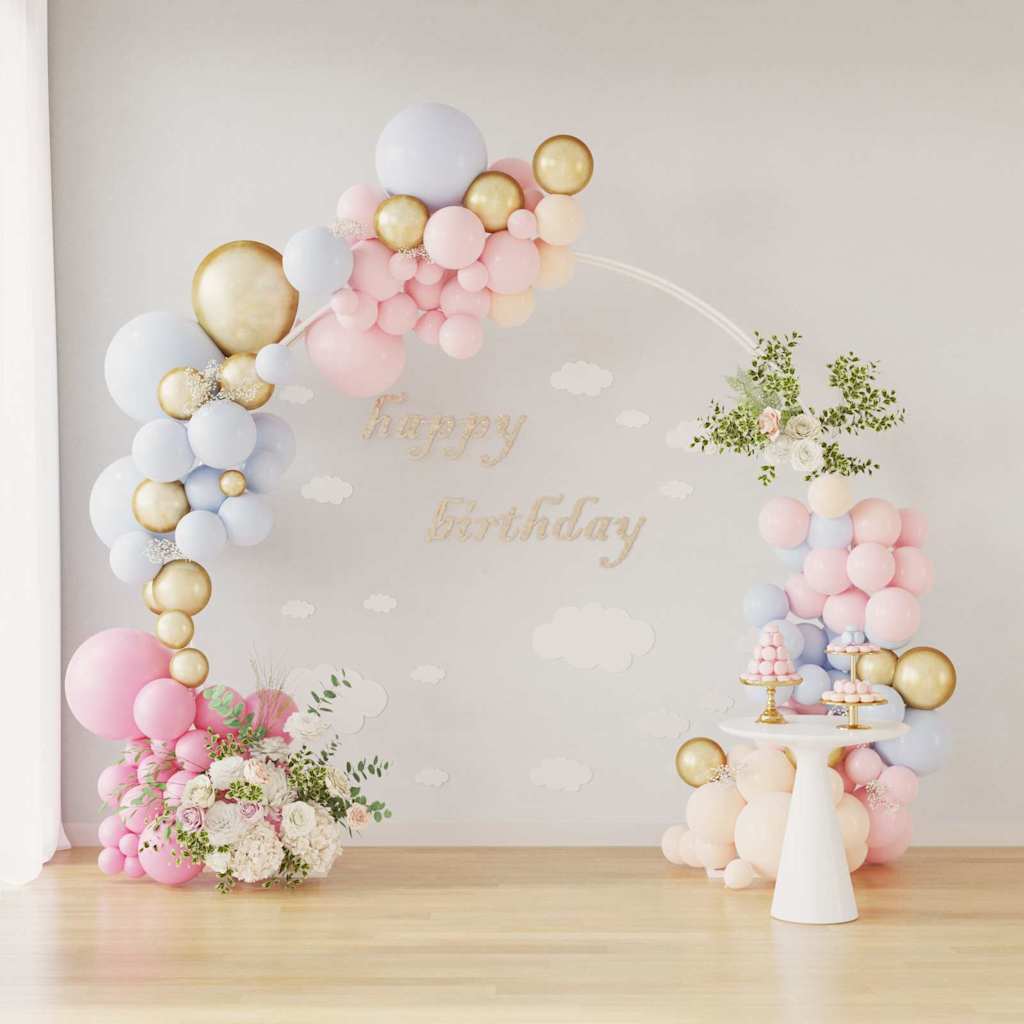 vidaXL Double Wedding Arch White 220 x 45 x 200 cm Steel 4
