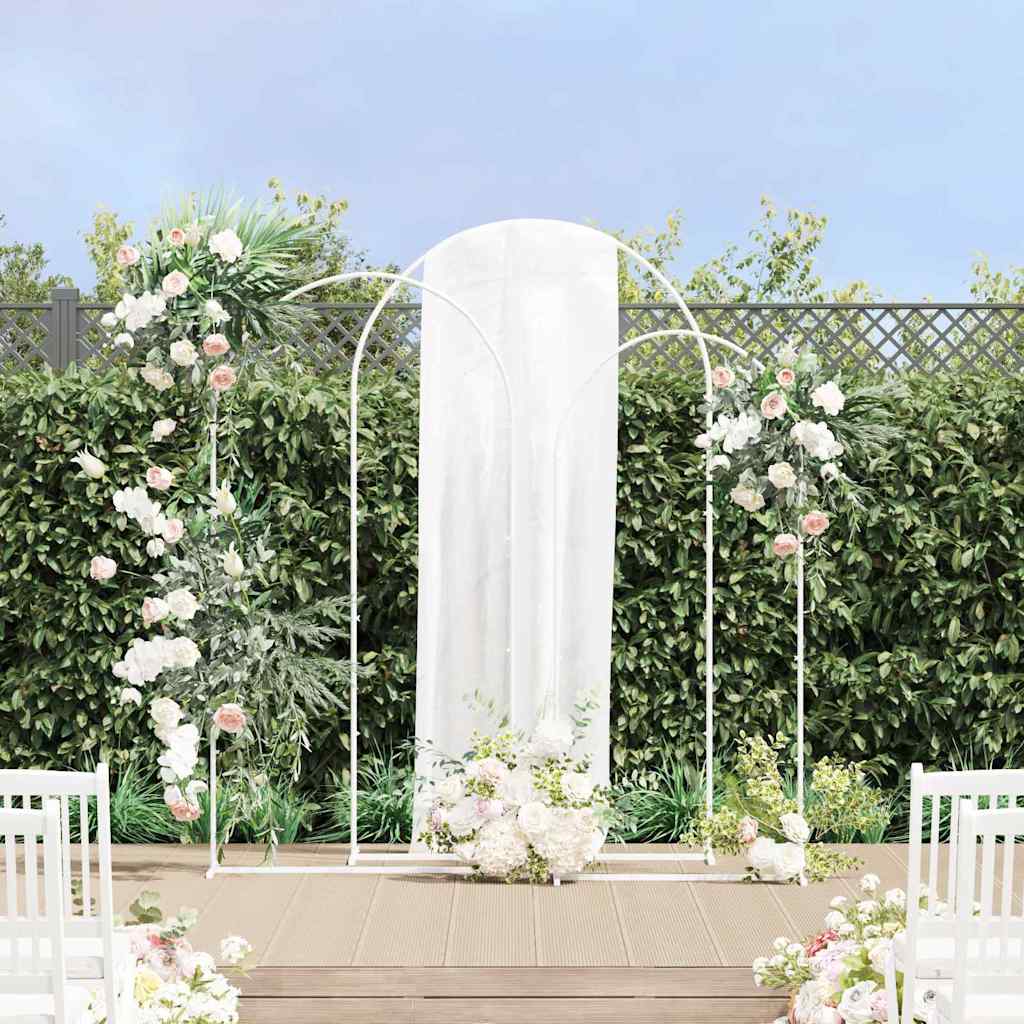 vidaXL Wedding Arch 3 pcs White 120 x 40 x 217 cm Steel 1