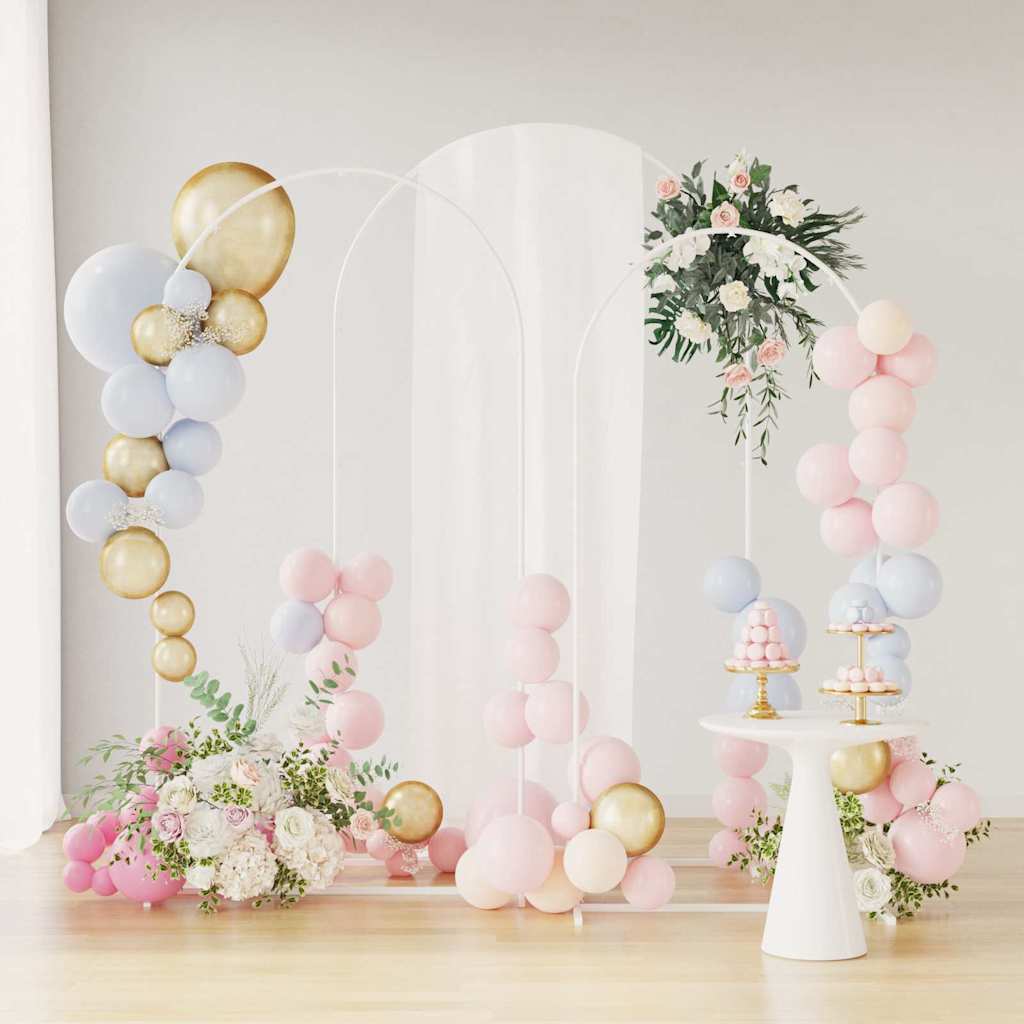 vidaXL Wedding Arch 3 pcs White 120 x 40 x 217 cm Steel 4