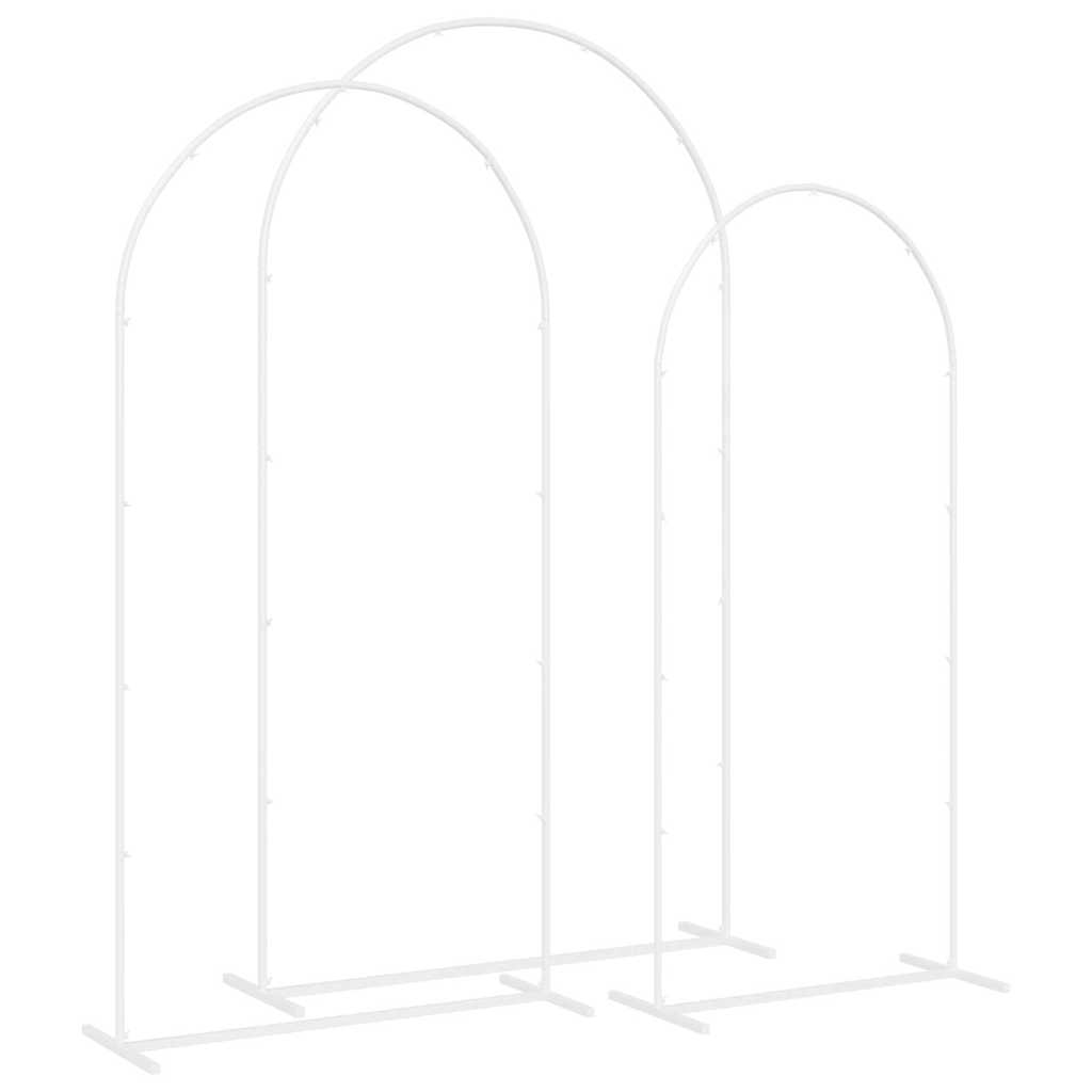 vidaXL Wedding Arch 3 pcs White 120 x 40 x 217 cm Steel 5