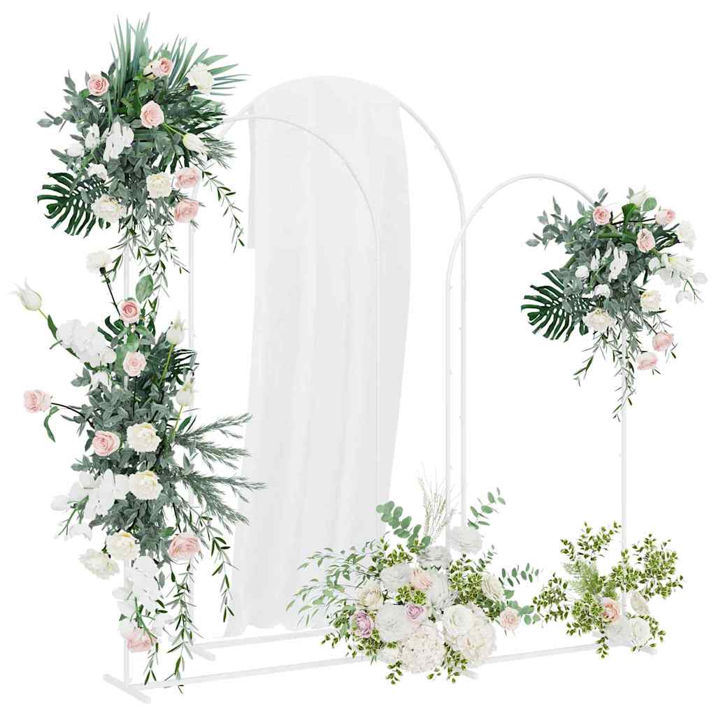 vidaXL Wedding Arch 3 pcs White 120 x 40 x 217 cm Steel 3