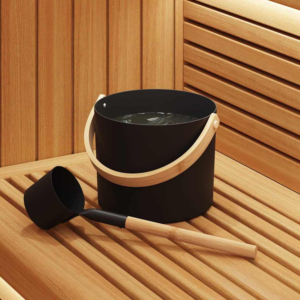 vidaXL Sauna Accessory Set 2 pcs Black Aluminium and Solid Pine Wood 1