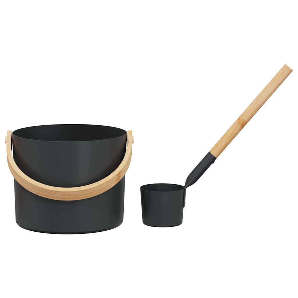 vidaXL Sauna Accessory Set 2 pcs Black Aluminium and Solid Pine Wood 4