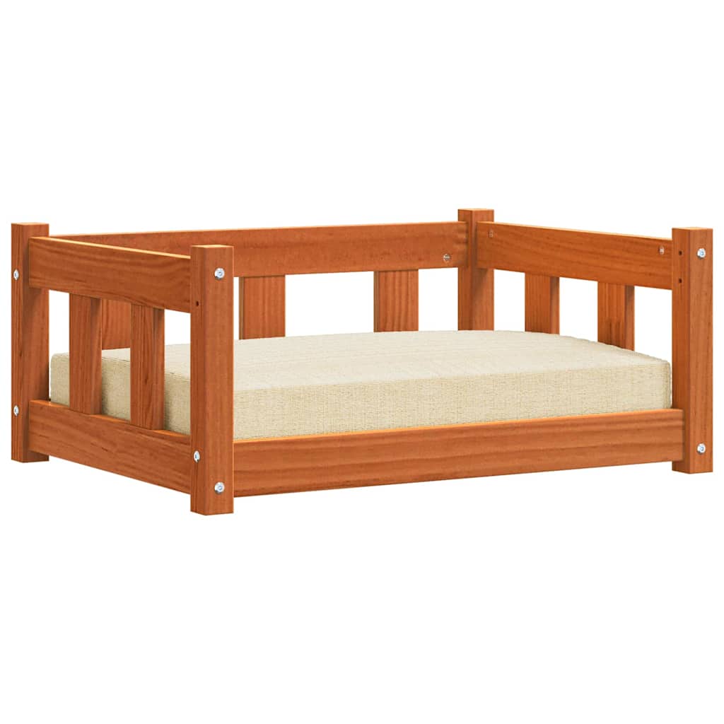 vidaXL Dog Bed Wax Brown 65.5 x 50 x 28 cm Solid Pine Wood 3
