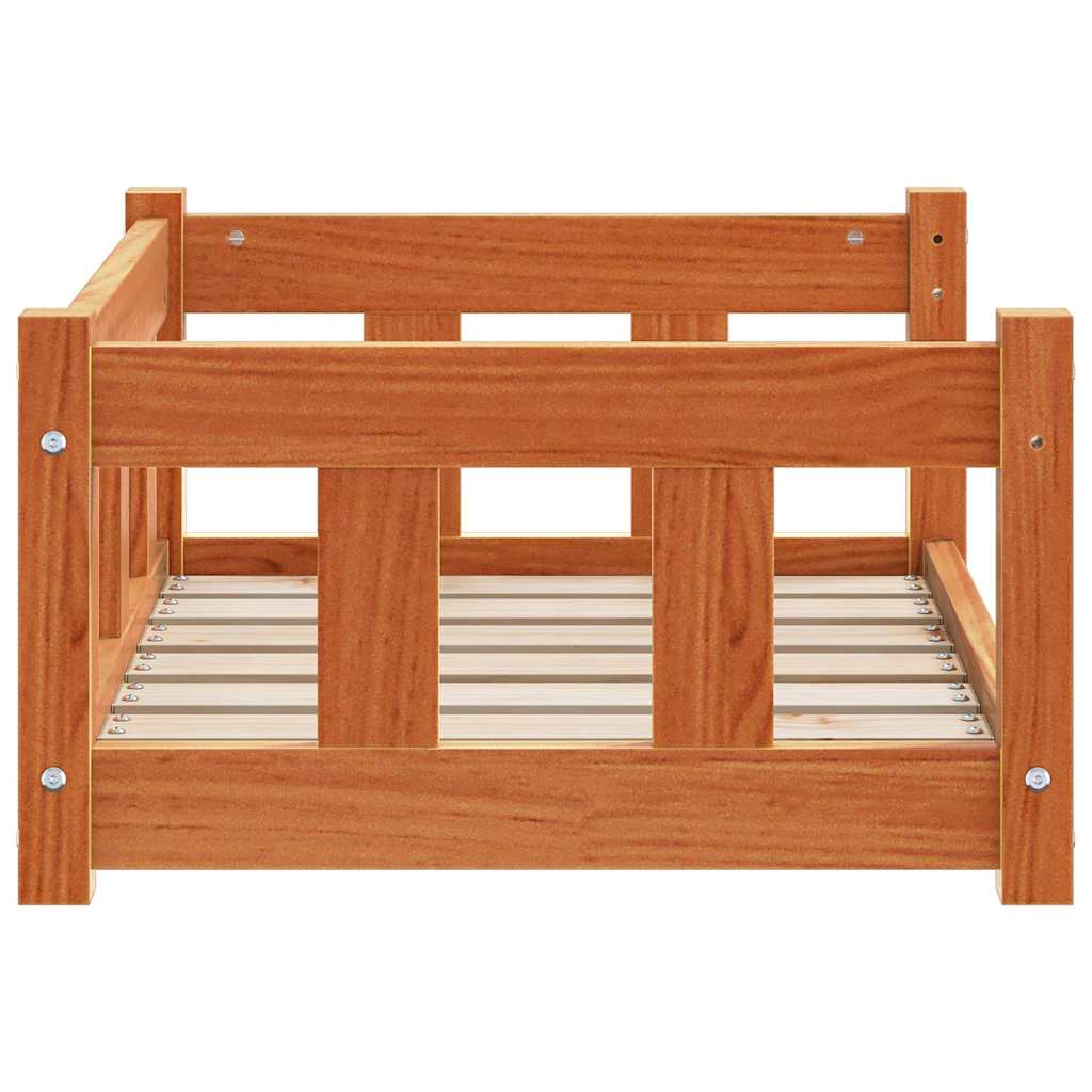 vidaXL Dog Bed Wax Brown 65.5 x 50 x 28 cm Solid Pine Wood 5