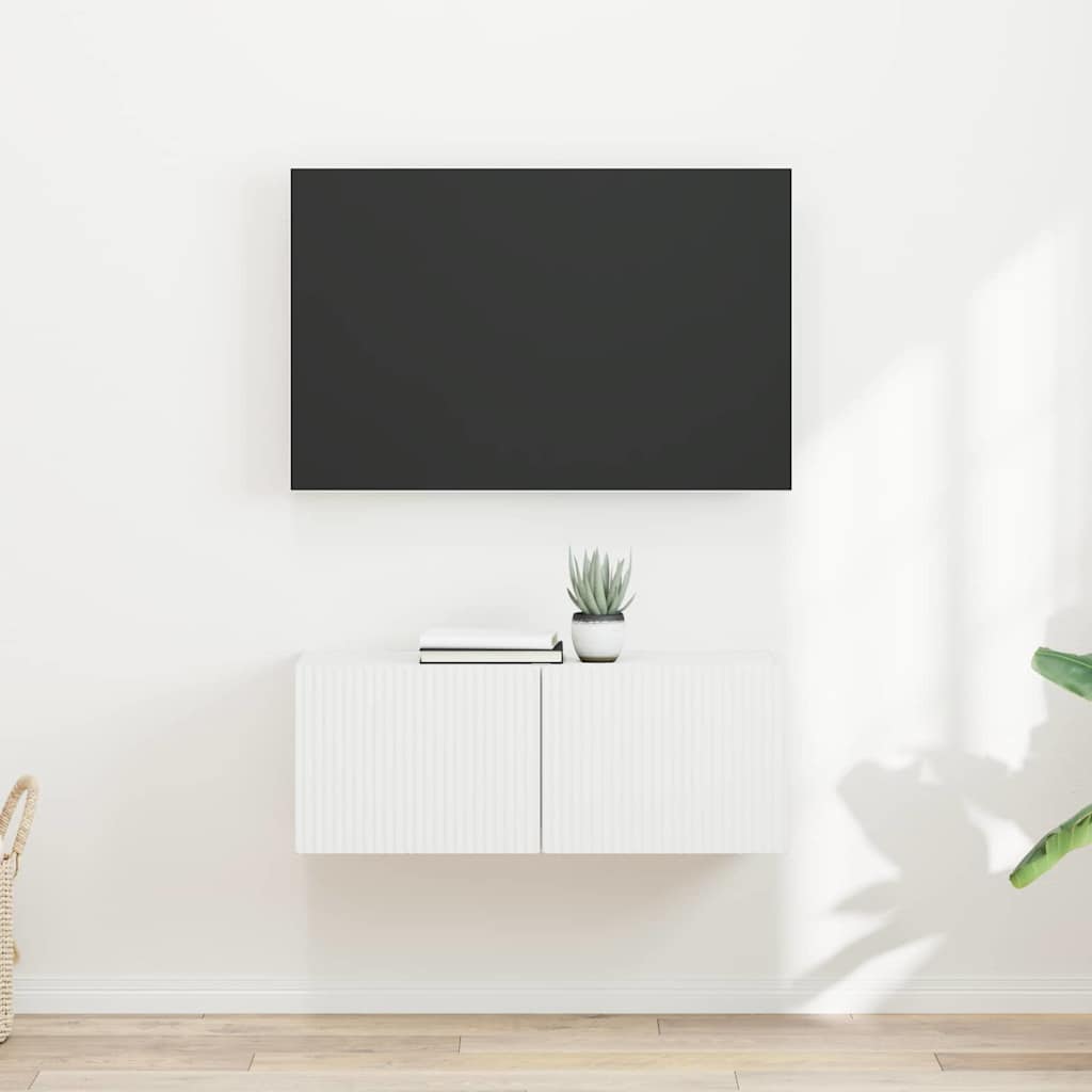 vidaXL TV Wall Cabinet 2 pcs White Engineered Wood 1