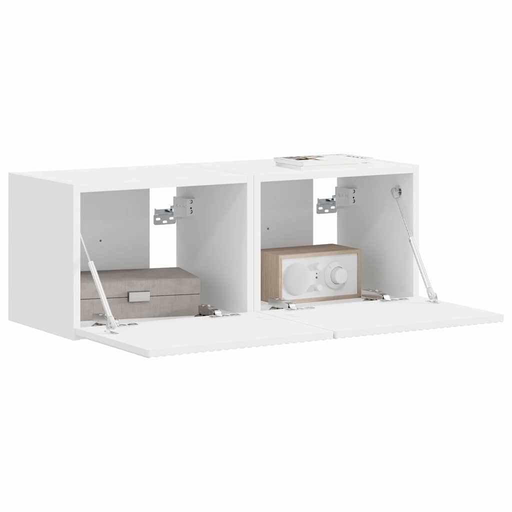 vidaXL TV Wall Cabinet 2 pcs White Engineered Wood 3