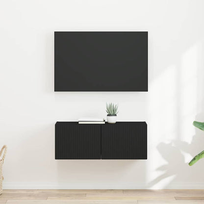 vidaXL TV Wall Cabinet 2 pcs Black Engineered Wood 1