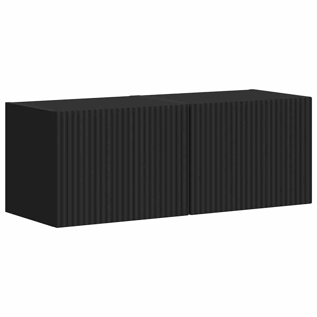 vidaXL TV Wall Cabinet 2 pcs Black Engineered Wood 2
