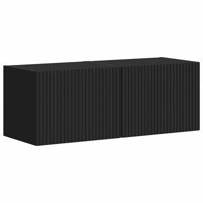 vidaXL TV Wall Cabinet 2 pcs Black Engineered Wood 2