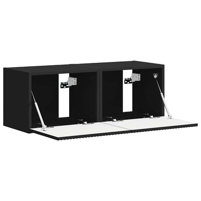 vidaXL TV Wall Cabinet 2 pcs Black Engineered Wood 6