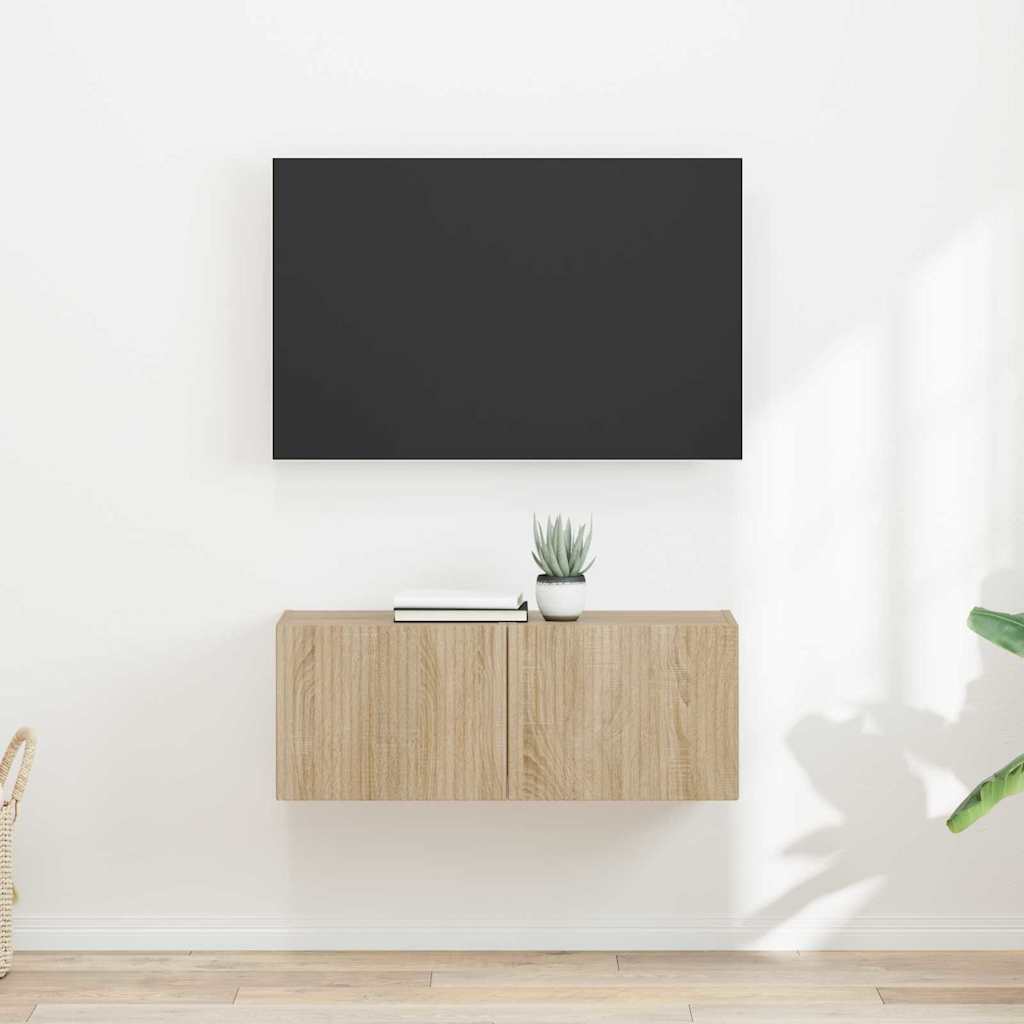 vidaXL TV Wall Cabinet 2 pcs Sonoma Engineered Wood 1