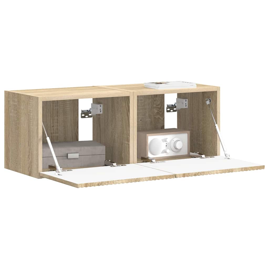 vidaXL TV Wall Cabinet 2 pcs Sonoma Engineered Wood 3