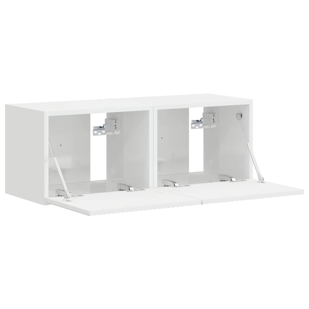 vidaXL TV Wall Cabinet 2 pcs Gloss White Engineered Wood 6