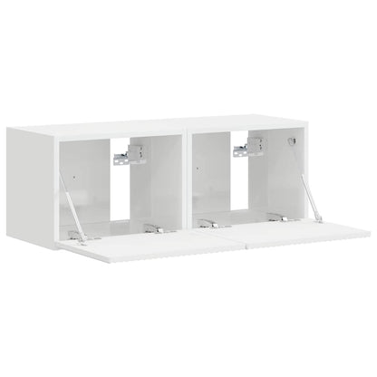vidaXL TV Wall Cabinet 2 pcs Gloss White Engineered Wood 6