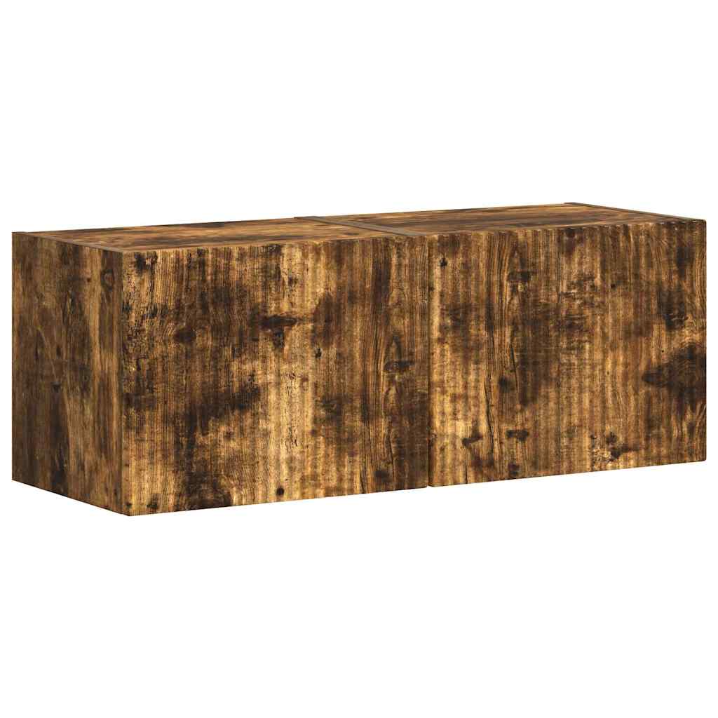 vidaXL TV Wall Cabinet 2 pcs Smoked Oak Engineered Wood 2
