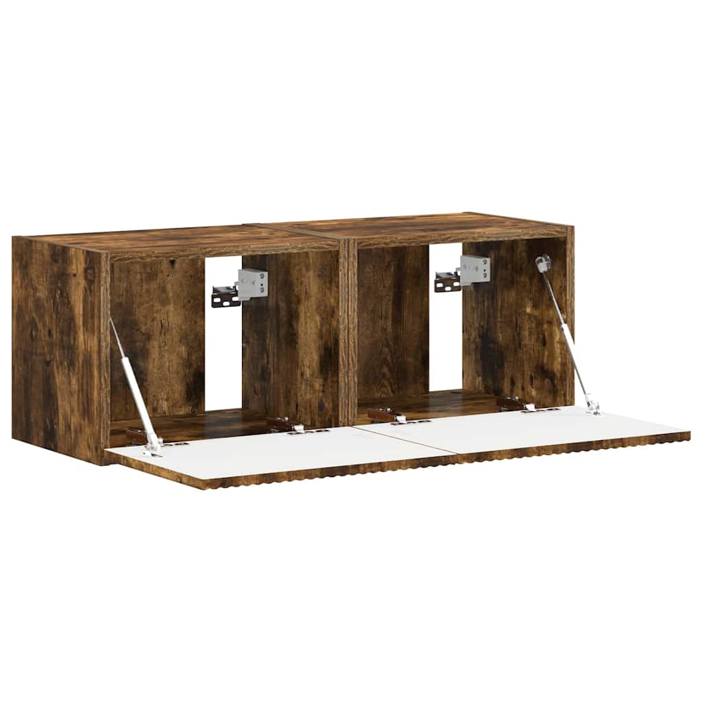 vidaXL TV Wall Cabinet 2 pcs Smoked Oak Engineered Wood 5