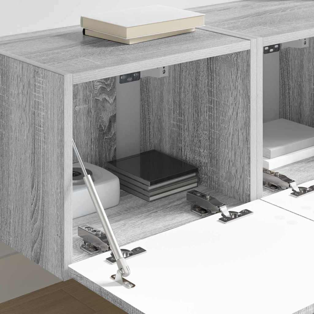 vidaXL TV Wall Cabinet 2 pcs Grey Sonoma Engineered Wood 4