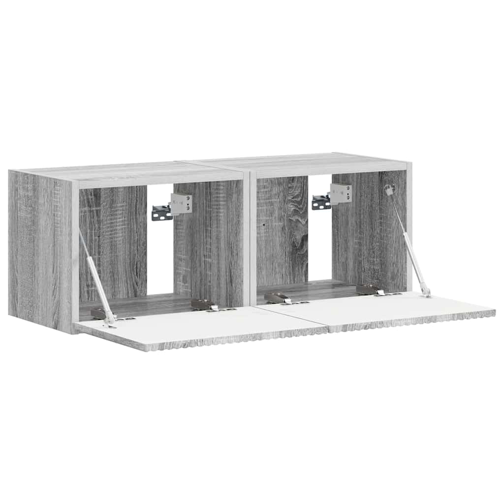 vidaXL TV Wall Cabinet 2 pcs Grey Sonoma Engineered Wood 6