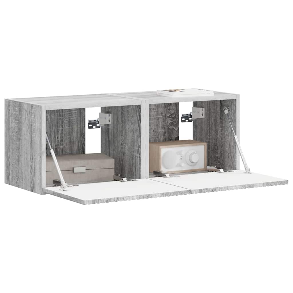 vidaXL TV Wall Cabinet 2 pcs Grey Sonoma Engineered Wood 3