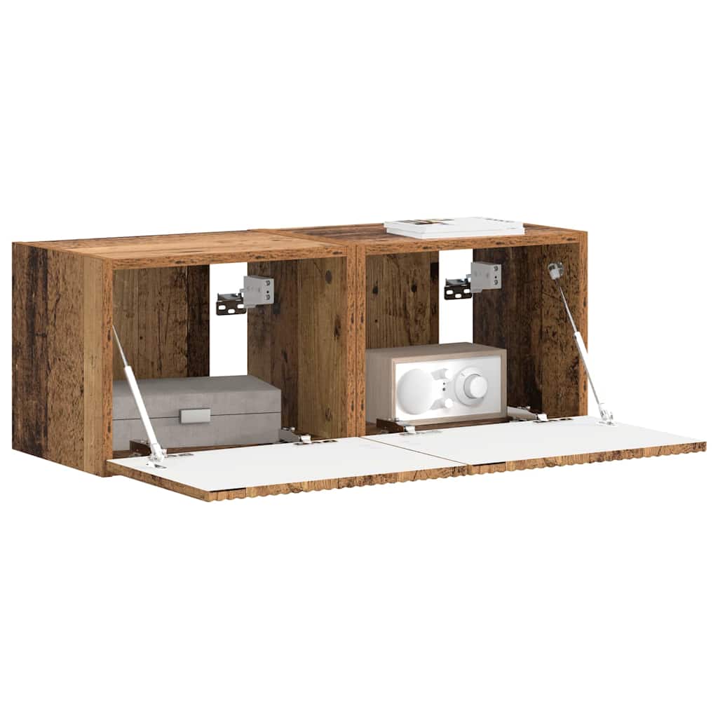 vidaXL TV Wall Cabinet 2 pcs Old Wood Engineered Wood 3