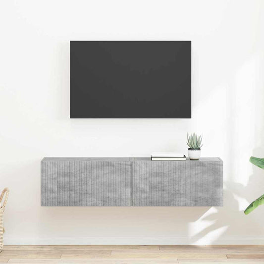 TV Wall Cabinet Engineered Wood 2 pcs 60 x 31 x 29.5 cm Concrete grey