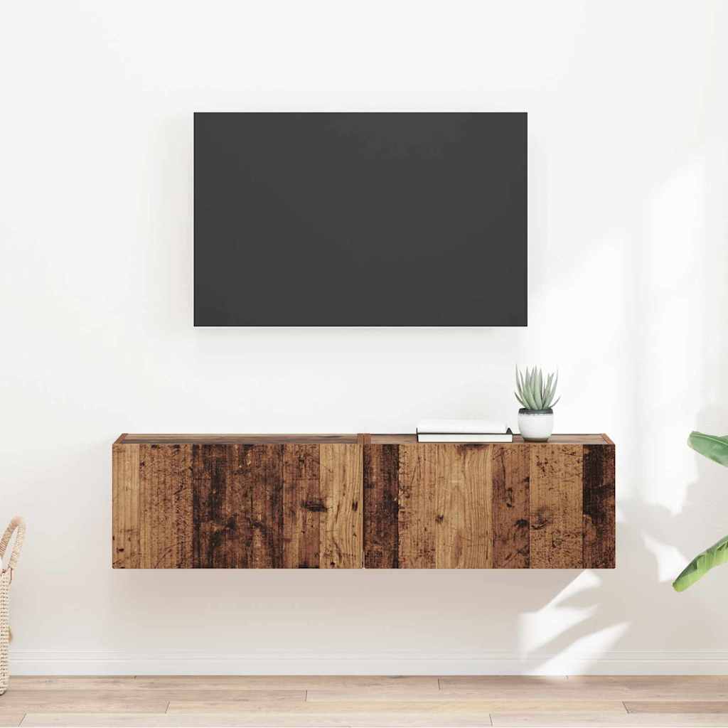 TV Wall Cabinet Engineered Wood 2 pcs 60 x 31 x 29.5 cm Old wood