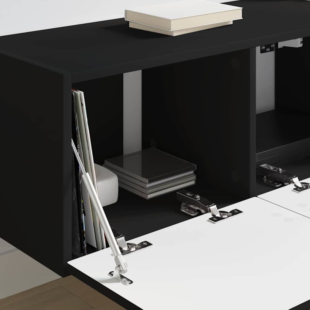 vidaXL TV Wall Cabinet 78.5 x 31 x 29.5 cm Black Engineered Wood 4