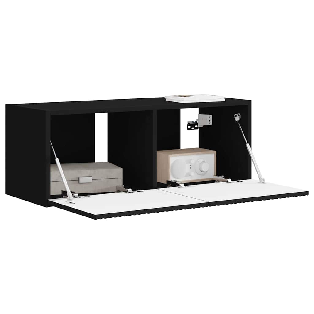 vidaXL TV Wall Cabinet 78.5 x 31 x 29.5 cm Black Engineered Wood 3