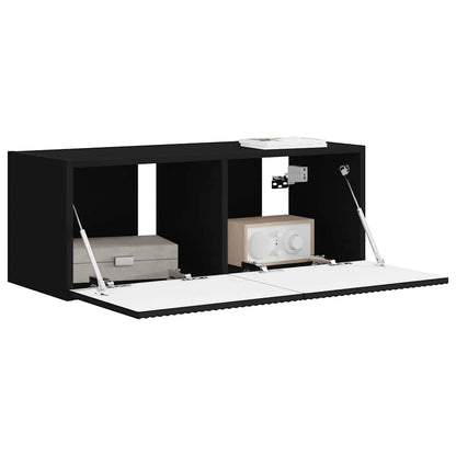 vidaXL TV Wall Cabinet 78.5 x 31 x 29.5 cm Black Engineered Wood 3