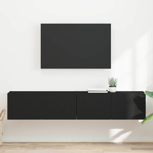 TV Wall Cabinet Engineered Wood 2 pcs 78.5 x 31 x 29.5 cm Black