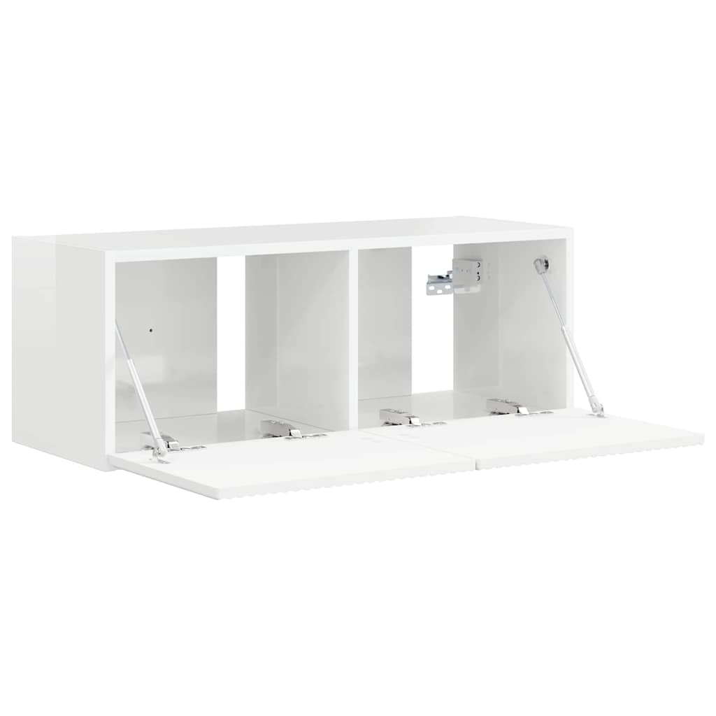 vidaXL TV Wall Cabinet 78.5 x 31 x 29.5 cm Gloss White Engineered Wood 5
